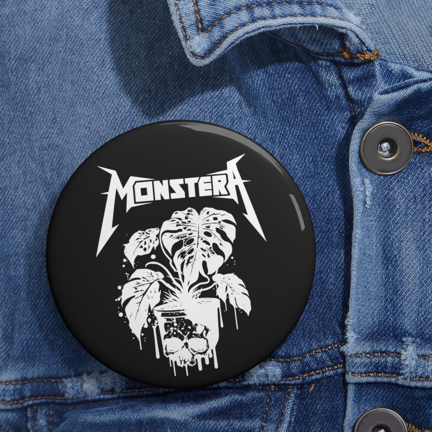 Monstera Plant Pin for Metal Head Plant Lover, Cool Button