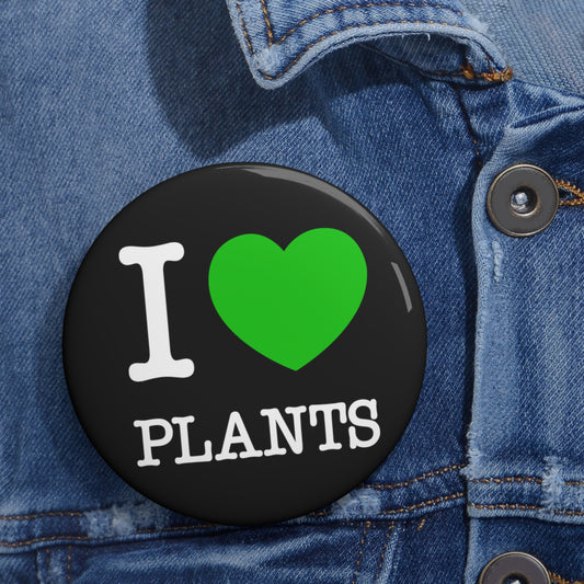 I Love Plants NYC Pin, Green Heart Plants Button