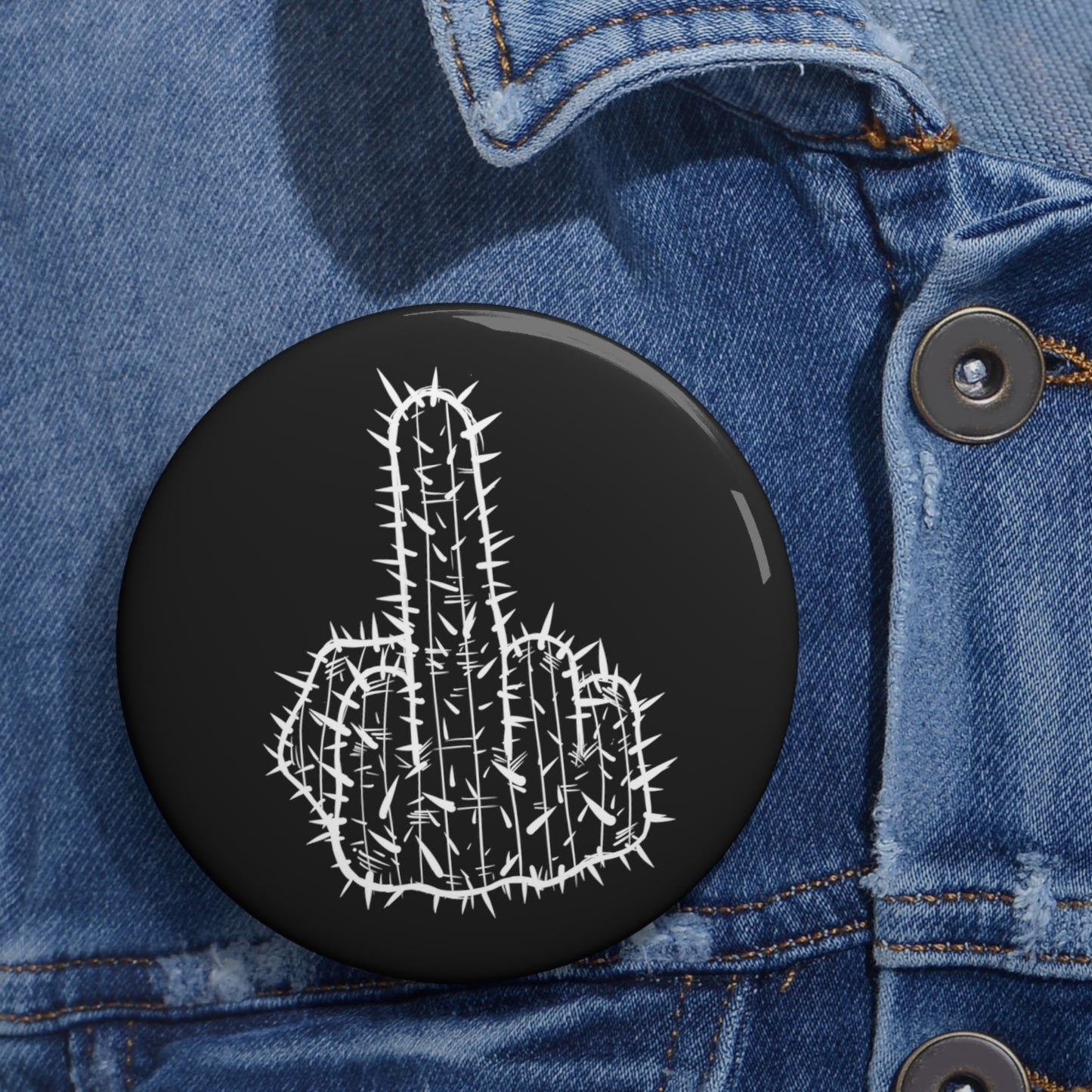 Cactus Pin Middle Finger Saguaro Button