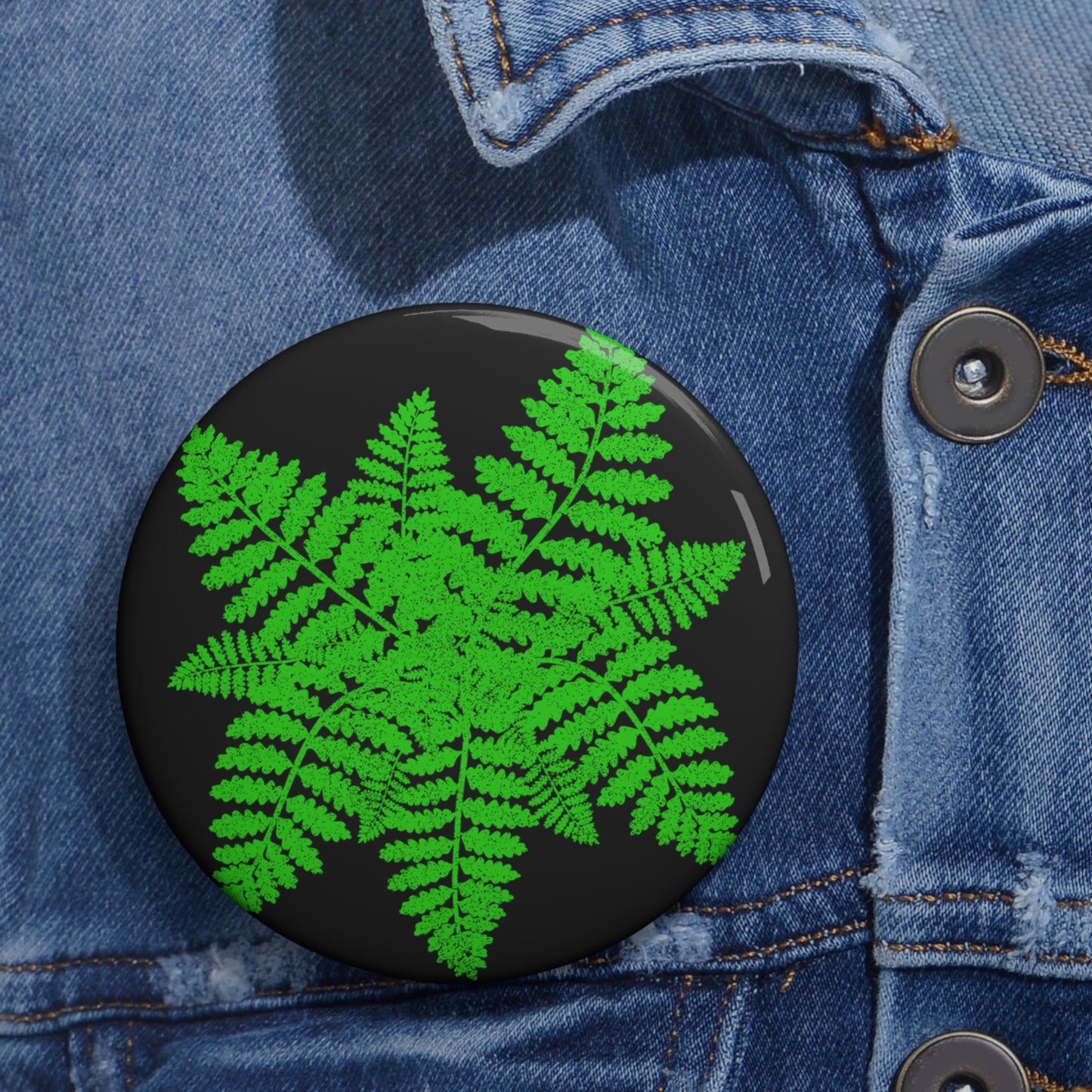 Fern Graphic Button, Plant Pin, Gift for Fern Lover