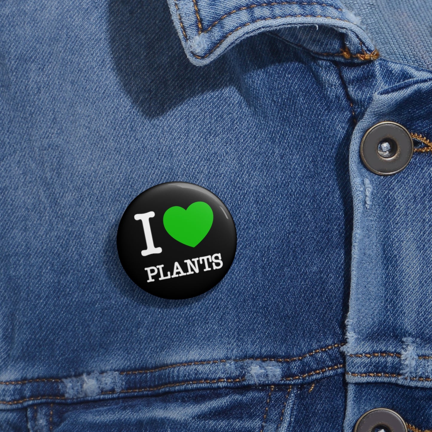 I Love Plants NYC Pin, Green Heart Plants Button