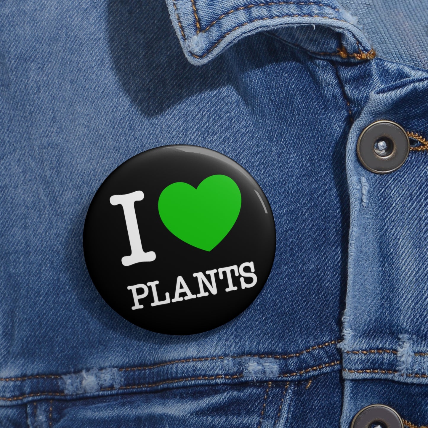 I Love Plants NYC Pin, Green Heart Plants Button