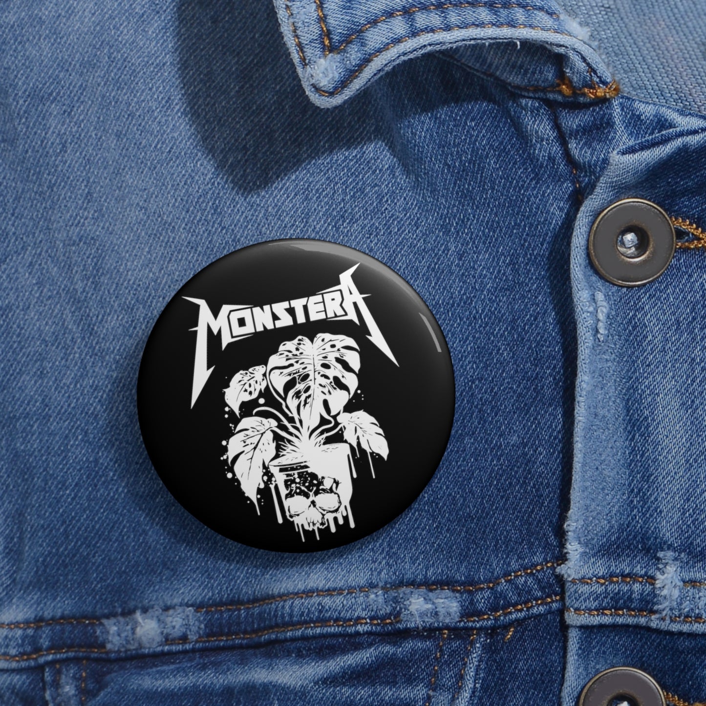 Monstera Plant Pin for Metal Head Plant Lover, Cool Button