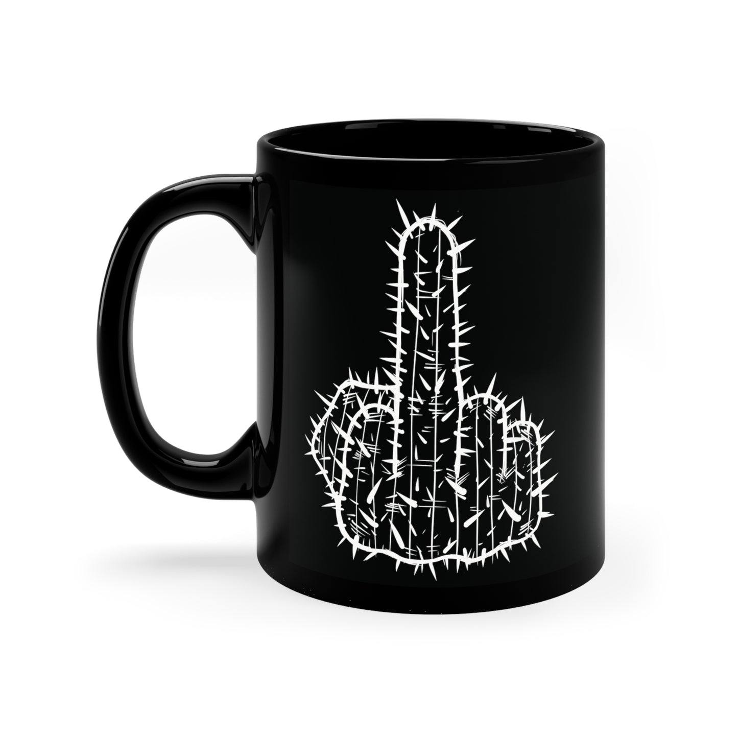 Saguaro Cactus Mug with Middle Finger Metal Logo