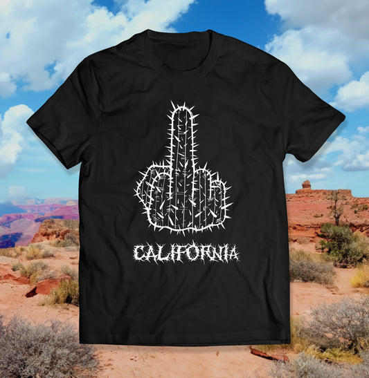 California Cactus Shirt with Middle Finger Metal Logo