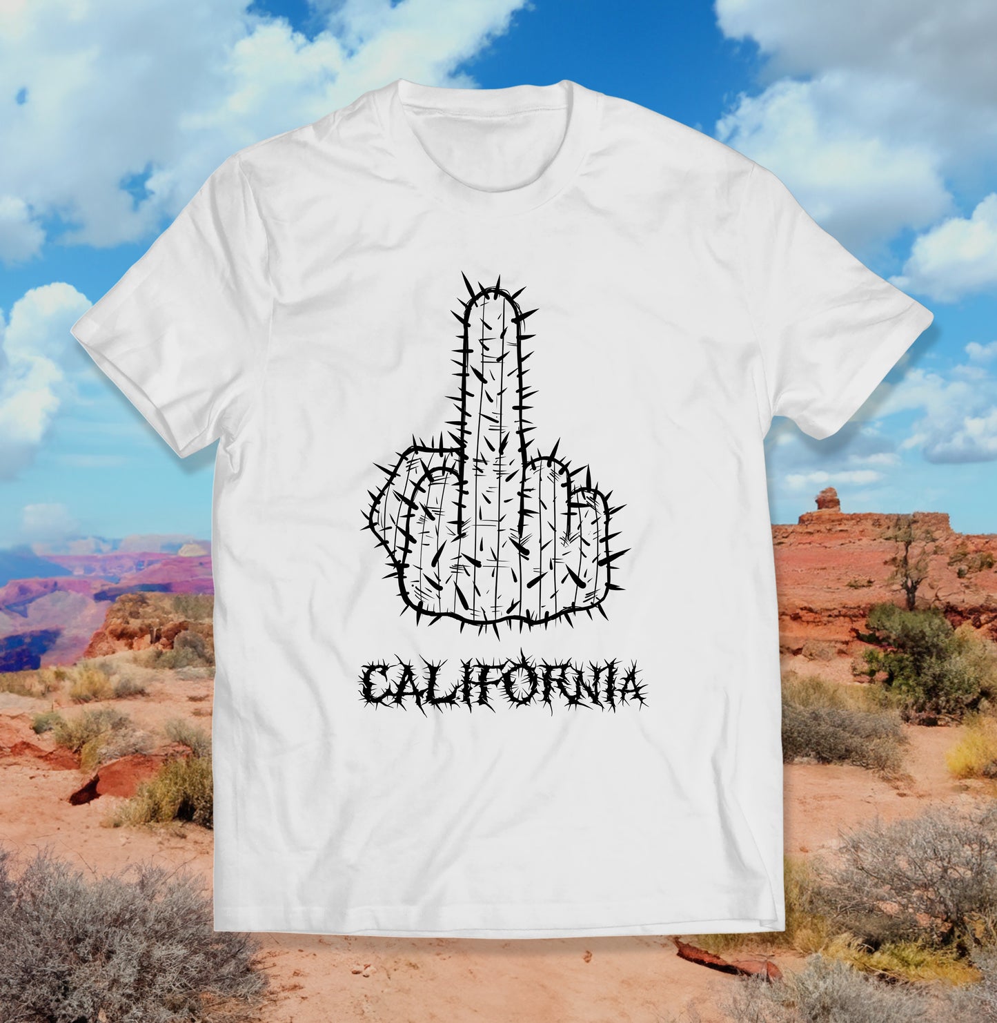 California Cactus Shirt with Middle Finger Metal Logo