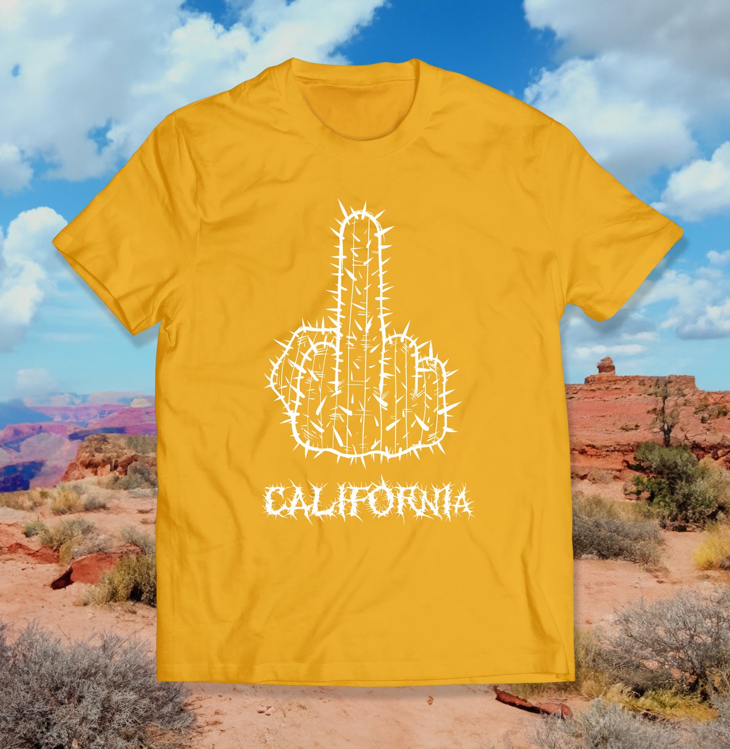 California Cactus Shirt with Middle Finger Metal Logo