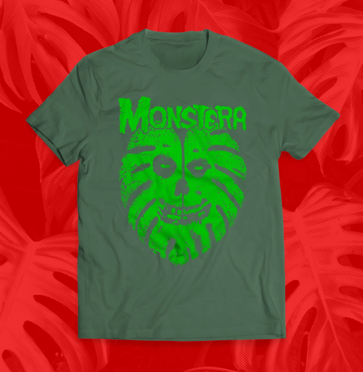 Monstera Ghost Skull, Punk Plant T Shirt, Green Thumb Goth