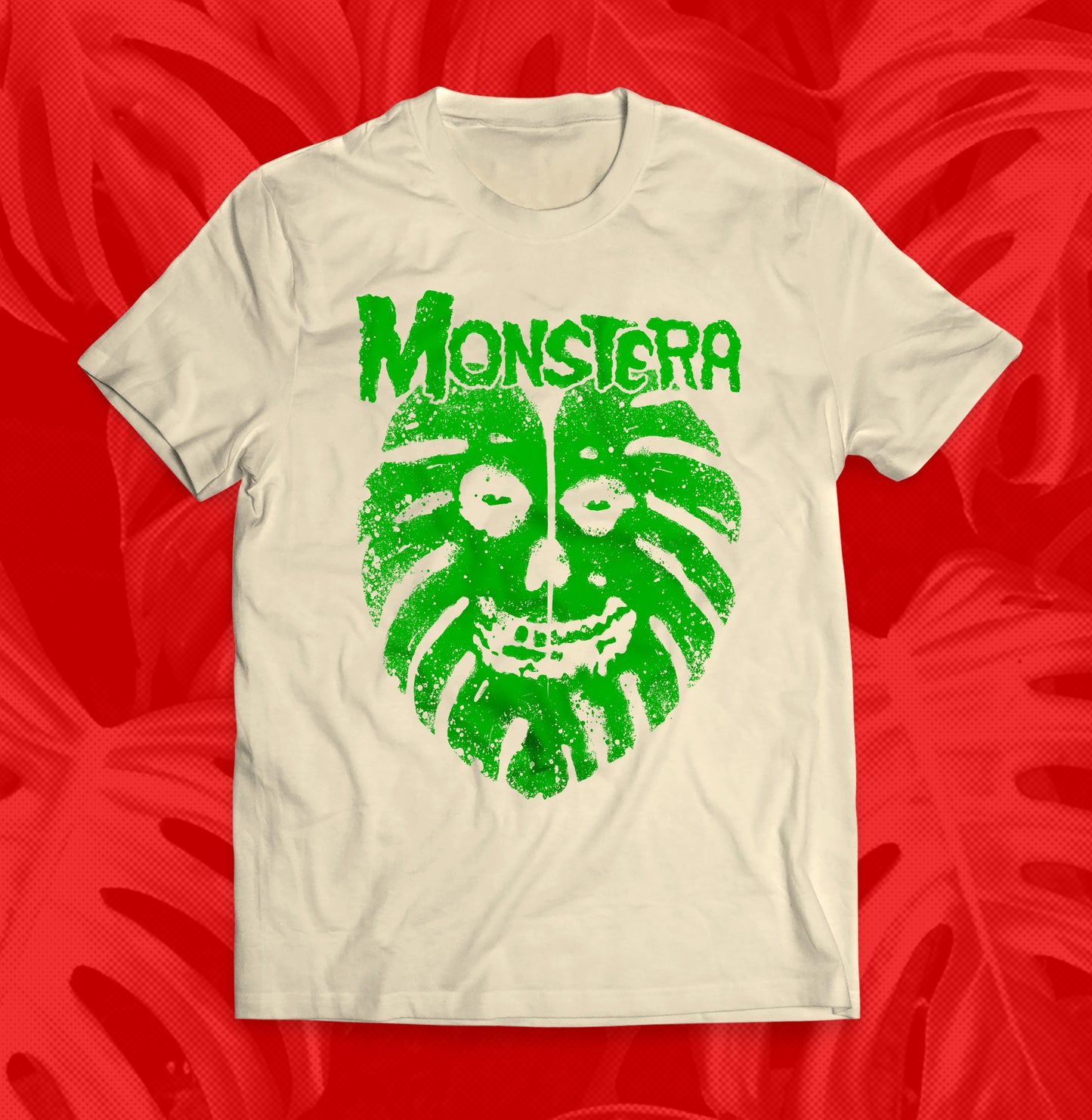 Monstera Ghost Skull, Punk Plant T Shirt, Green Thumb Goth