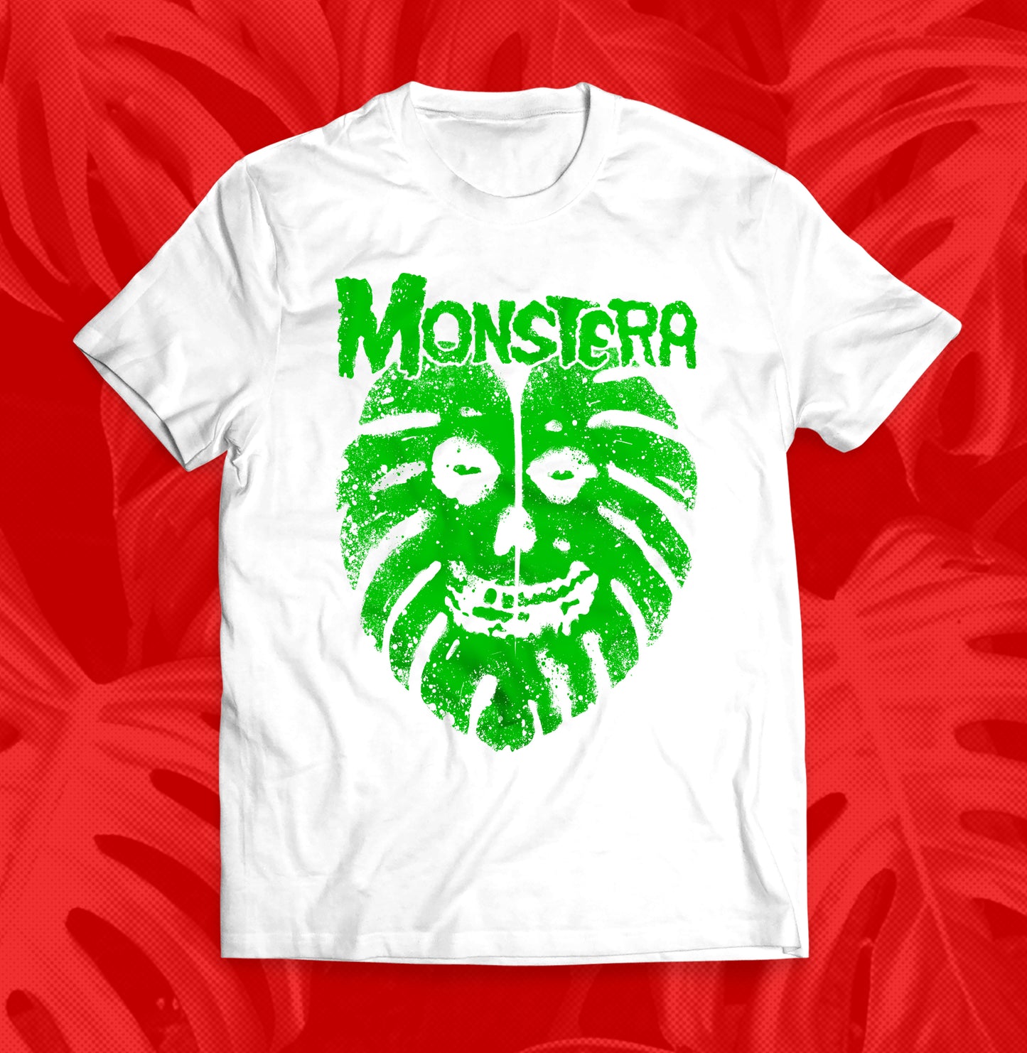 Monstera Ghost Skull, Punk Plant T Shirt, Green Thumb Goth