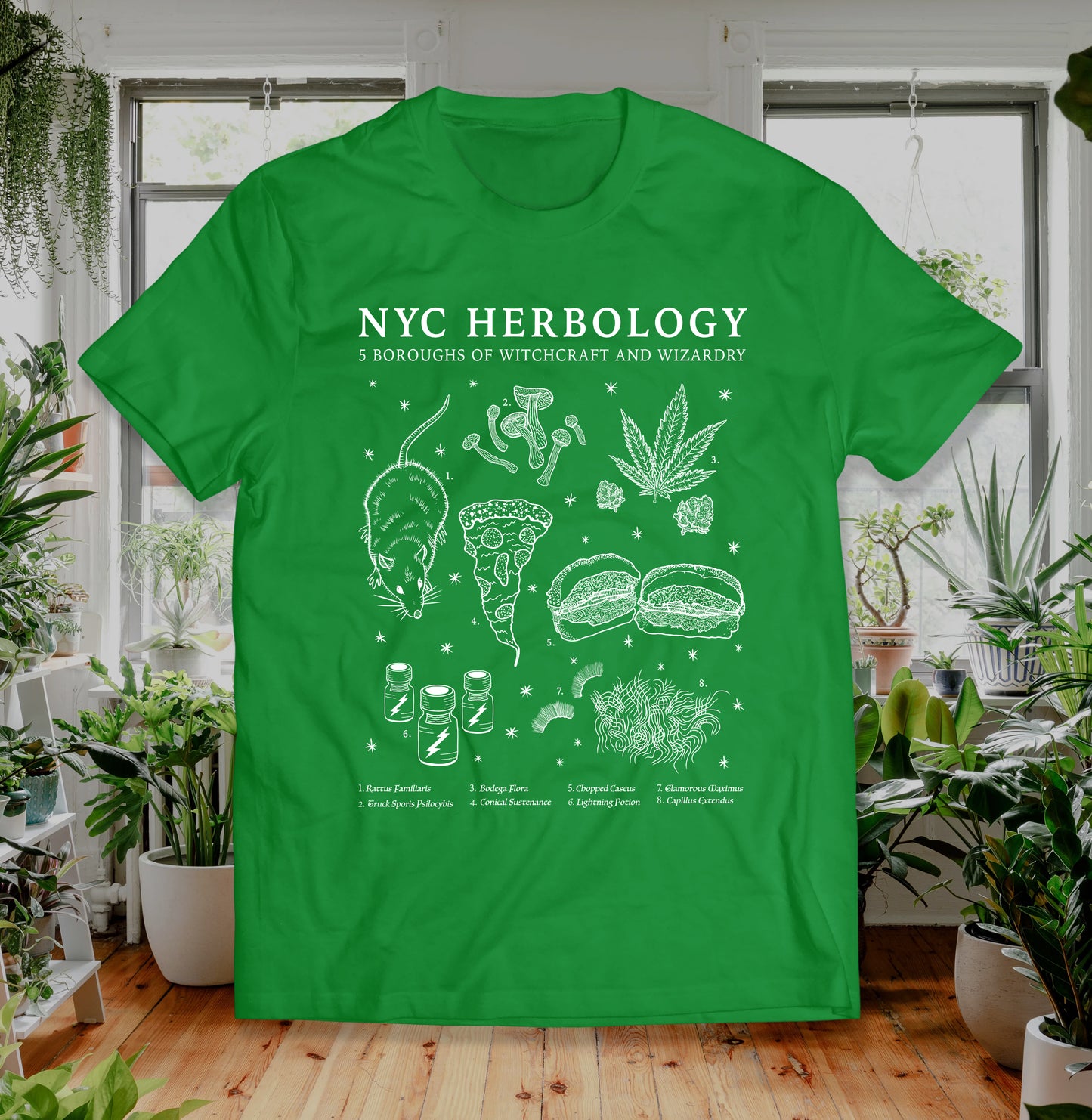 Herbology NYC Shirt, Botany Magic, Rats Pizza Chopped Cheese