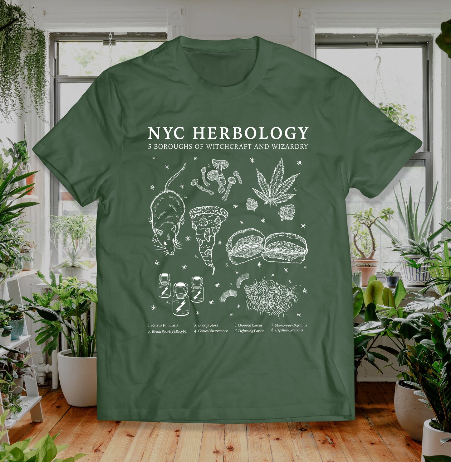 Herbology NYC Shirt, Botany Magic, Rats Pizza Chopped Cheese