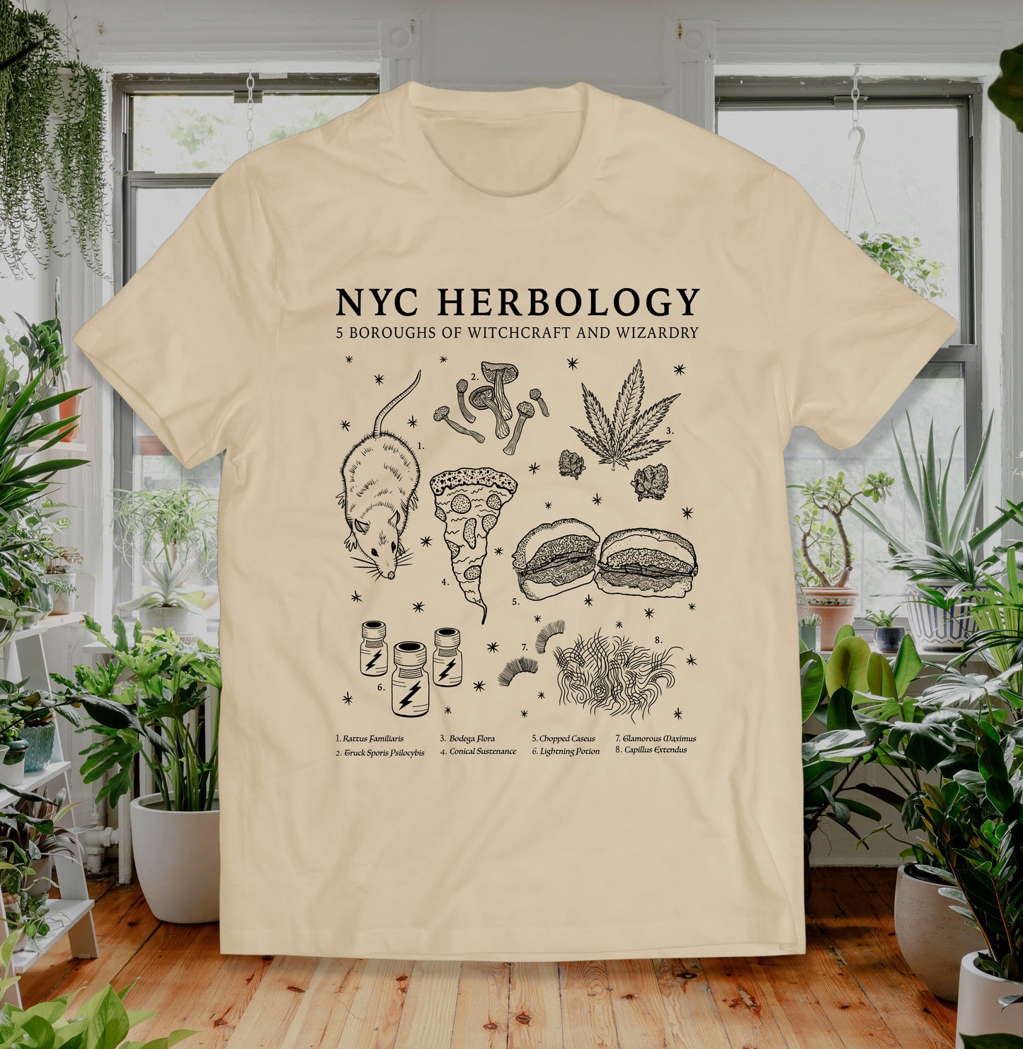 Herbology NYC Shirt, Botany Magic, Rats Pizza Chopped Cheese