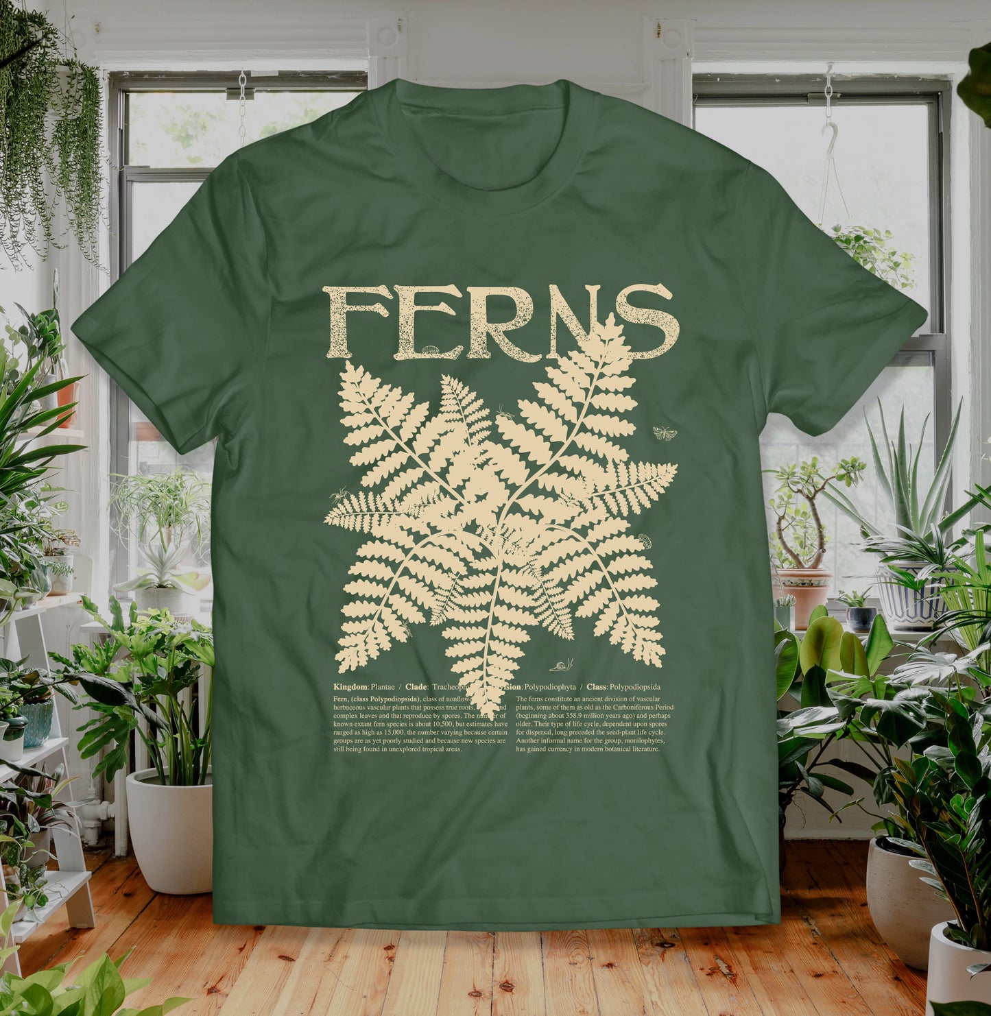 FERNS t shirt with Description and Bugs Educational Gift