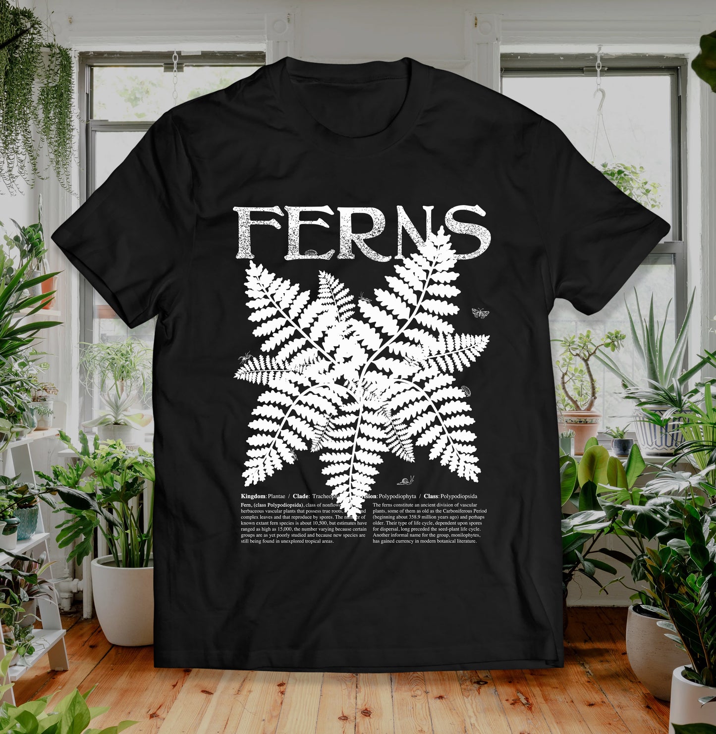 FERNS t shirt with Description and Bugs Educational Gift