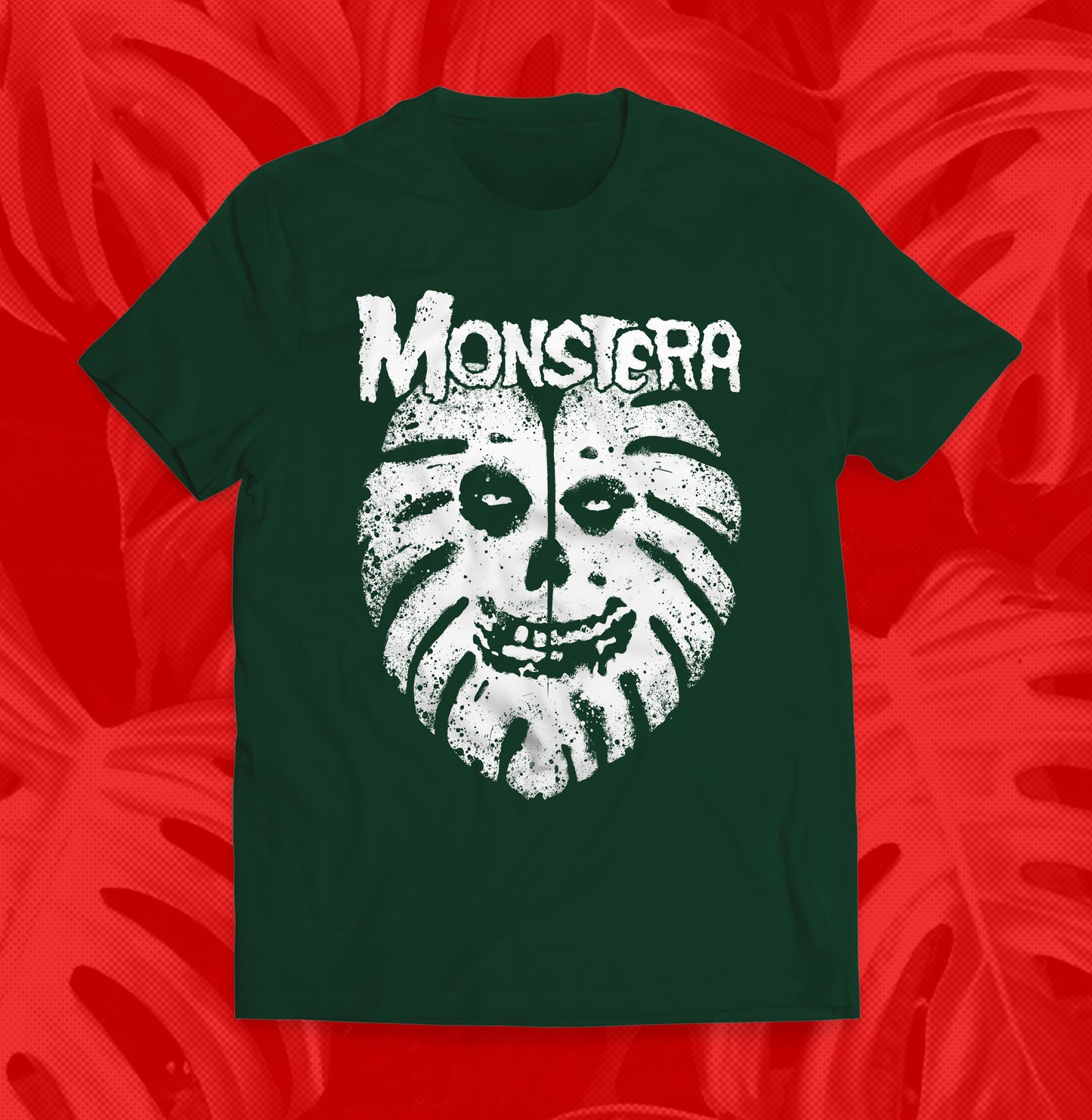 Monstera Ghost Skull Plant Shirt for Punks, Chlorophyll Ghost