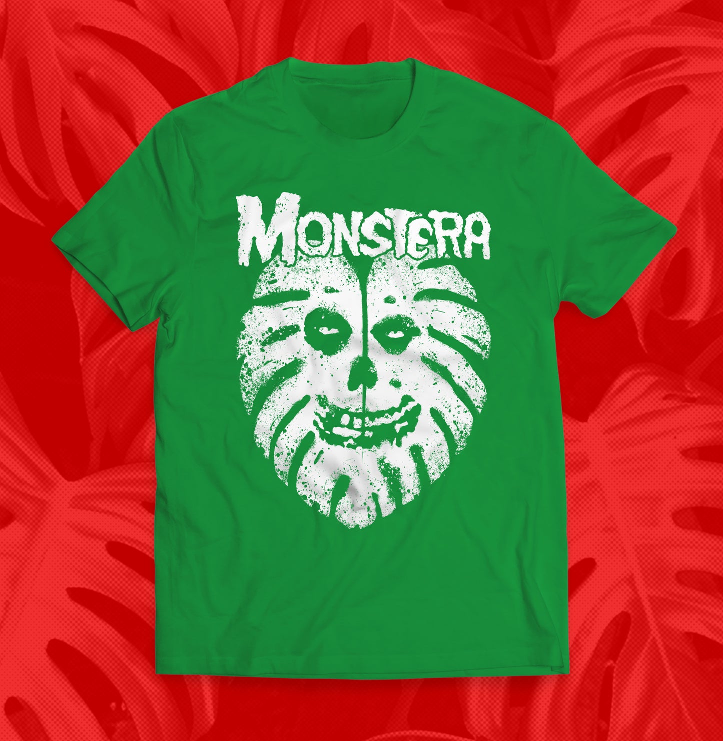 Monstera Ghost Skull Plant Shirt for Punks, Chlorophyll Ghost