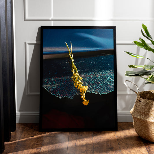 Yellow Flower Wall Art Printed Photography Framed Plant - Semi-Glossy