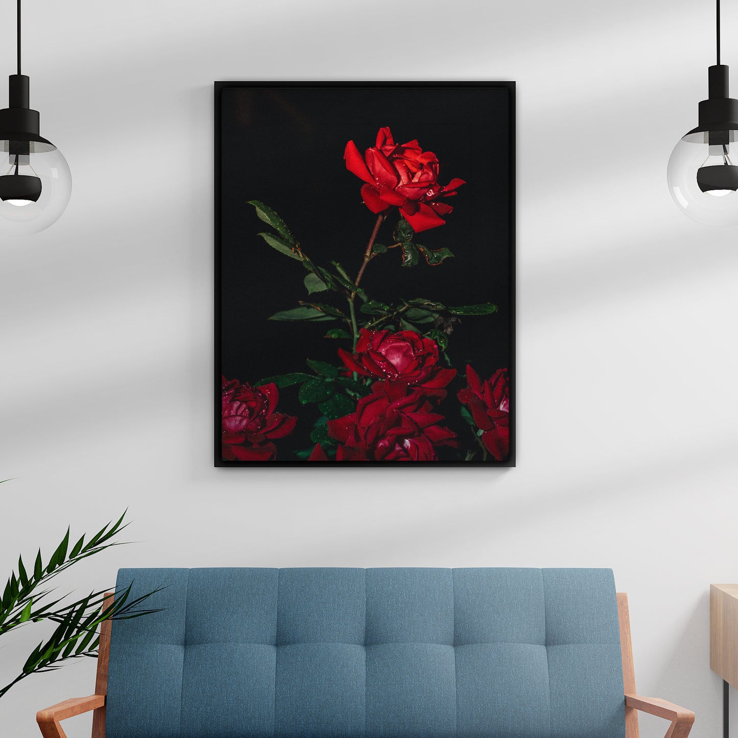 Red Rose Wall Art in Metal Frame - Semi-Glossy Print